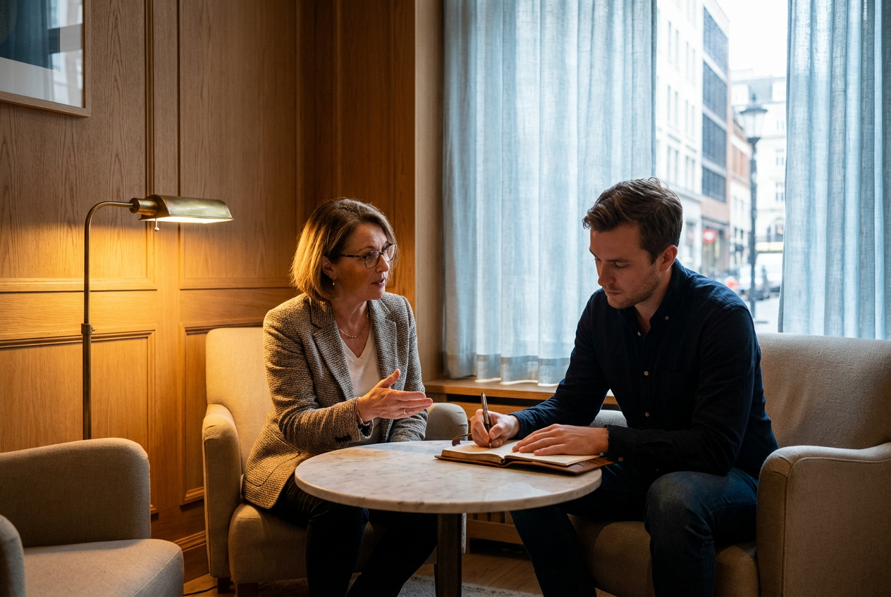 Deneyimli bir mentor ile genc profesyonelin birebir gorusmesi